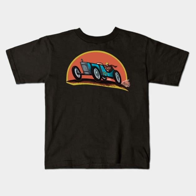Antique Race Car Kids T-Shirt by Art from the Blue Room